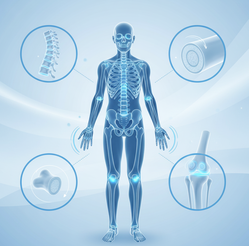 Illustration showing orthopedic tips for bone and joint health